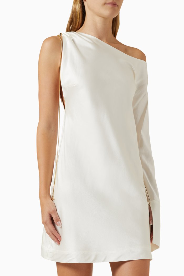 Abigail Mini Dress in Silk Blend, White