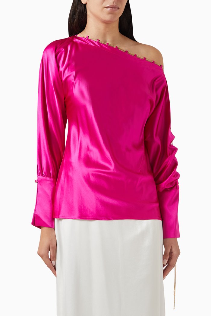 

Daniela Asymmetric Top in Silk Blend, Pink