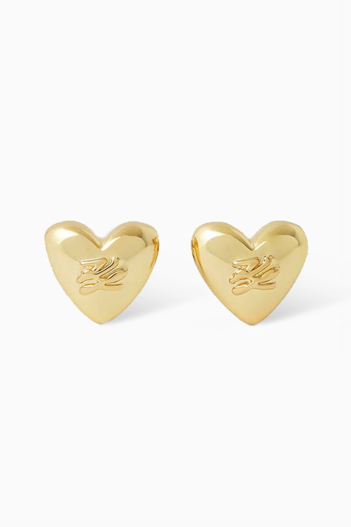 

K/ Heart Stud Earrings, Gold