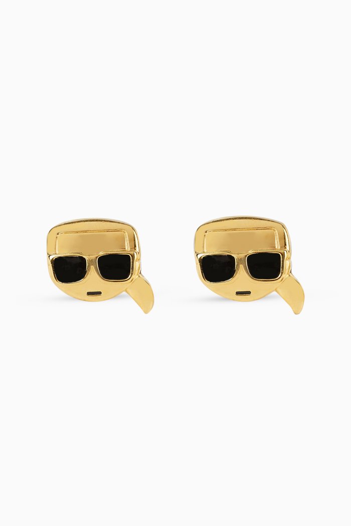 

K/Ikonik Karl Stud Earrings in Sterling Silver, Gold