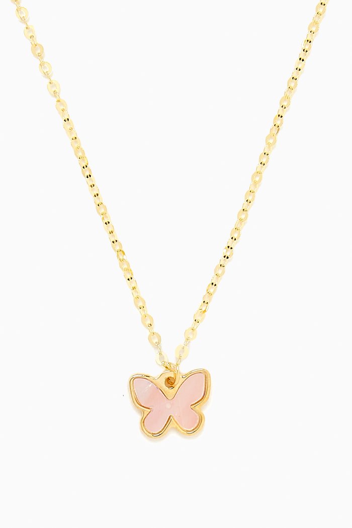 

Ara Bella Butterfly Necklace in 18kt Gol, Pink