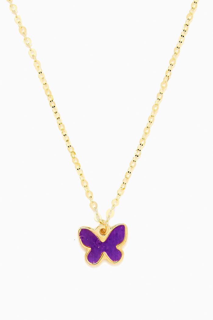 

Ara Bella Butterfly Necklace in 18kt Gol, Purple
