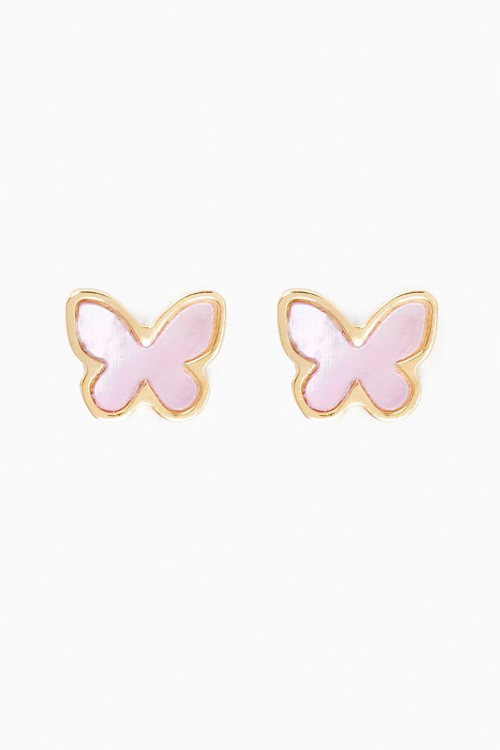 

Ara Bella Butterfly Stud Earrings in 18kt Gold, Pink