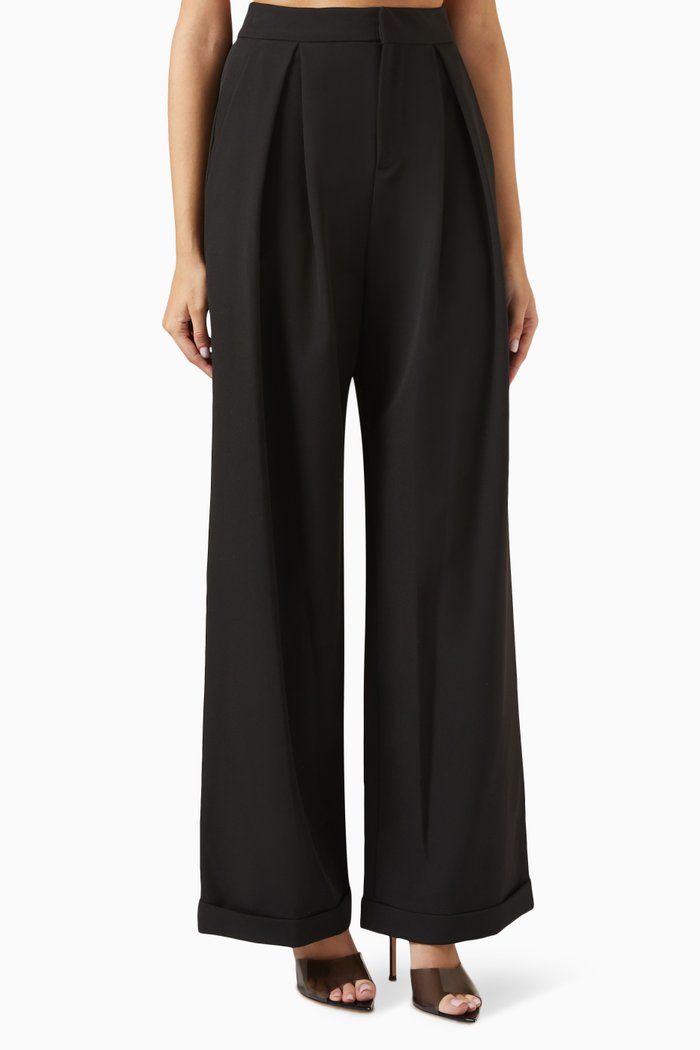 

Gia Wide-leg Pants in Crepe, Black