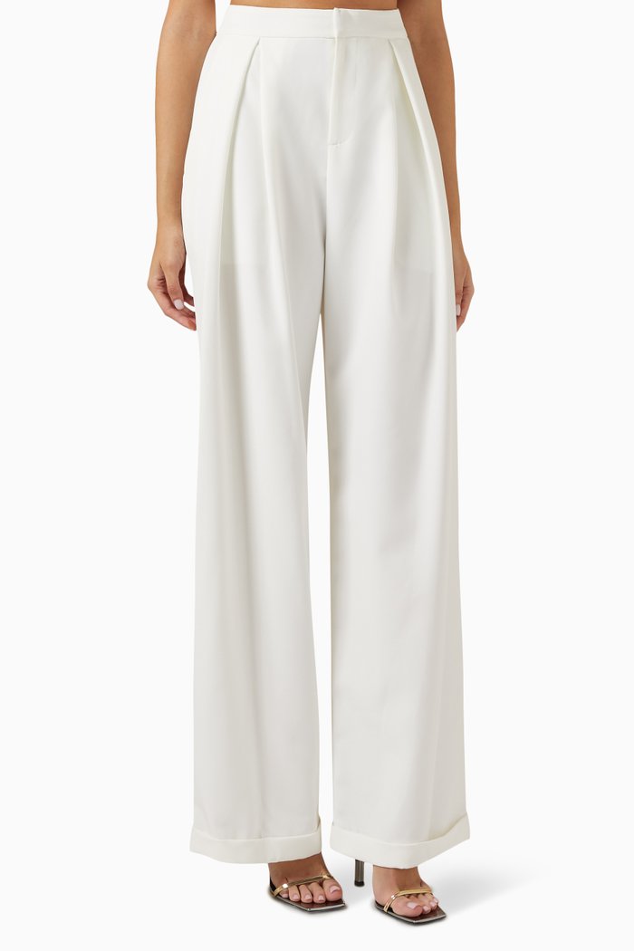 

Gia Wide-leg Pants in Crepe, White