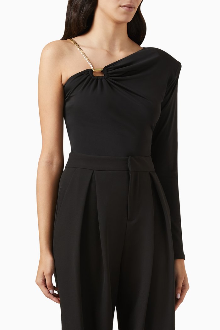 

Dalida One-shoulder Bodysuit in Jersey, Black