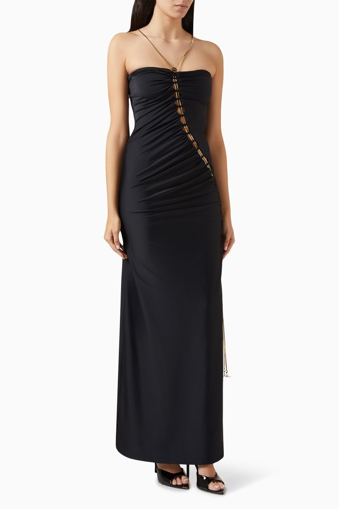 

Kaylee Ruched Maxi Dress in Jersey, Black