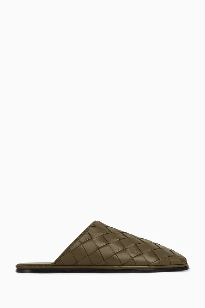 

Slippers in Intrecciato Leather, Green