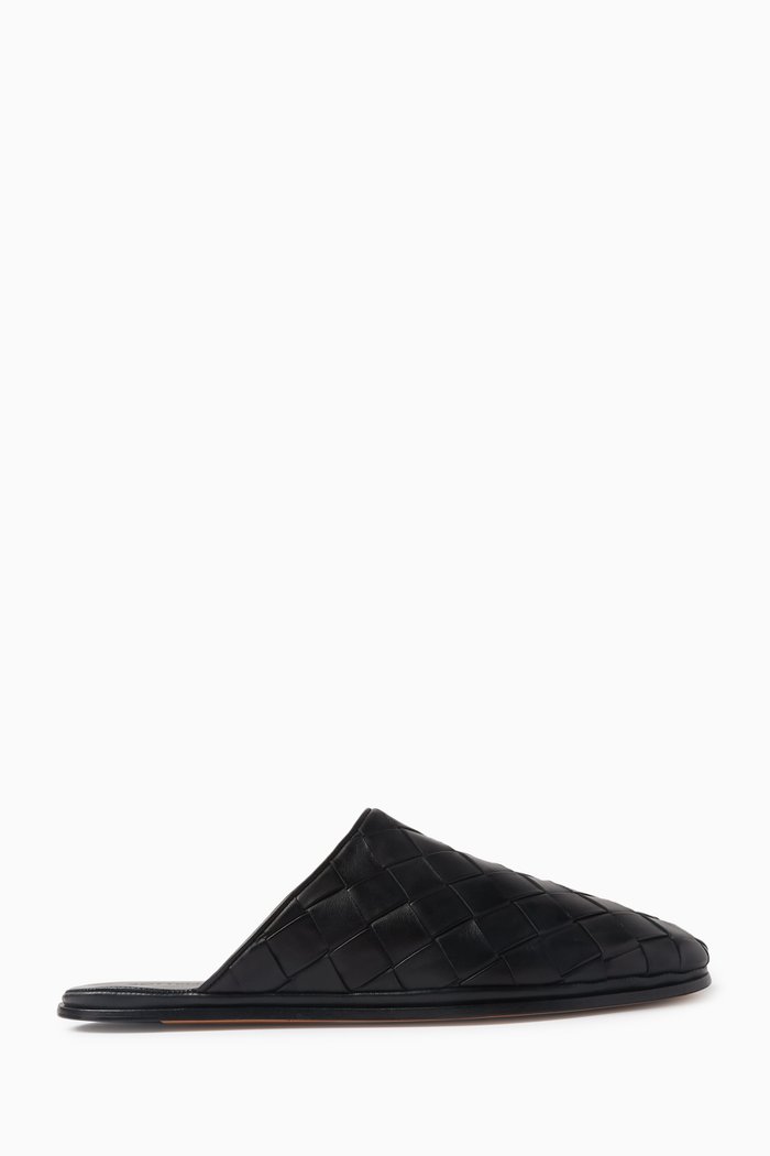 

Sunday Slippers in Intrecciato Leather, Black