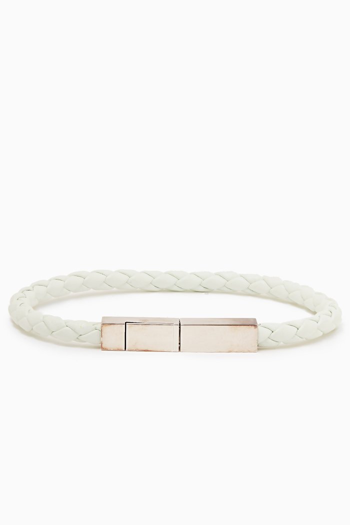

Braid Clasp Bracelet in Leather, Neutral