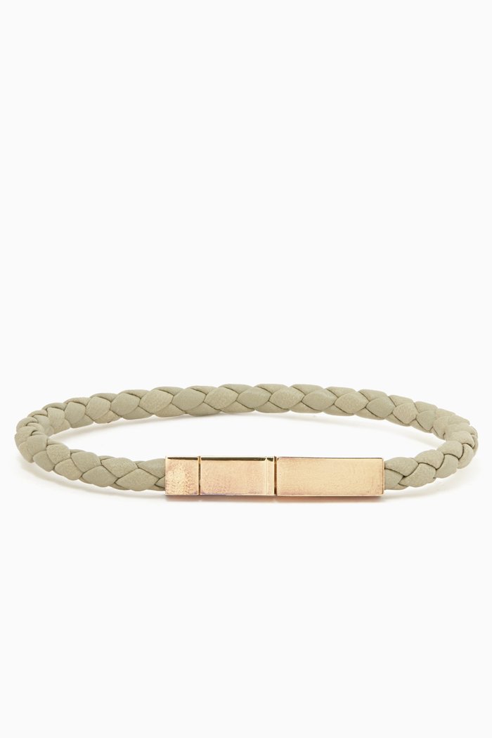 

Braid Clasp Bracelet in Leather, Grey