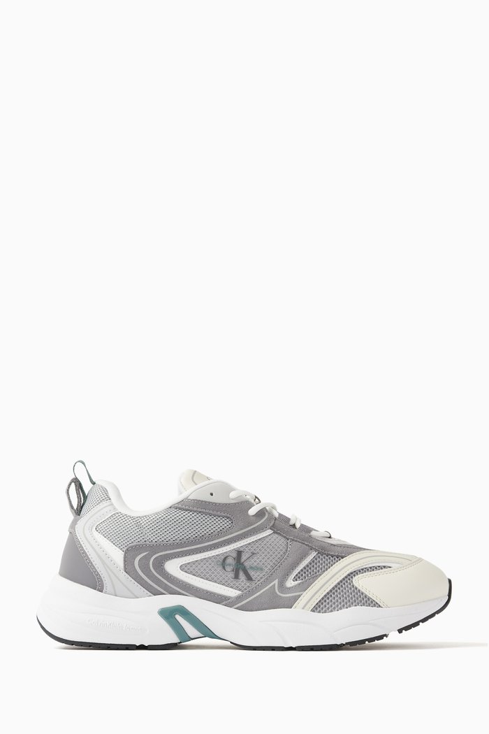 

Retro Tennis Sneakers in Mesh, Grey