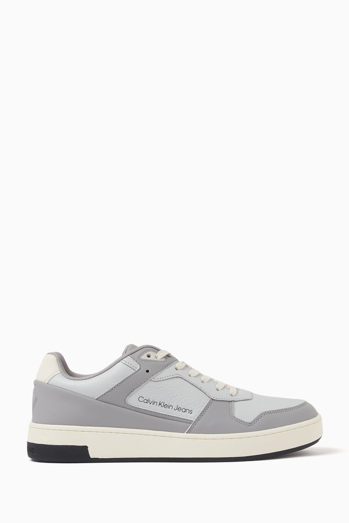 

Basket Cupsole Low-top Sneakers in Faux Leather, Grey