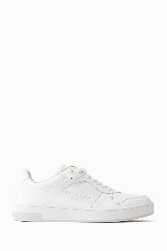 

Basket Cupsole Low-top Sneakers in Faux Leather, White