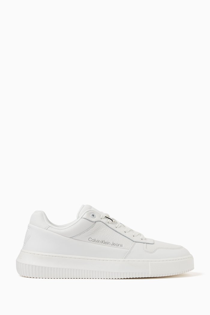Basket Cupsole Low-top Sneakers in Faux Leather, White