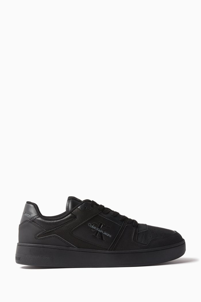 

Basket Cupsole Low-top Sneakers in Faux Leather, Black