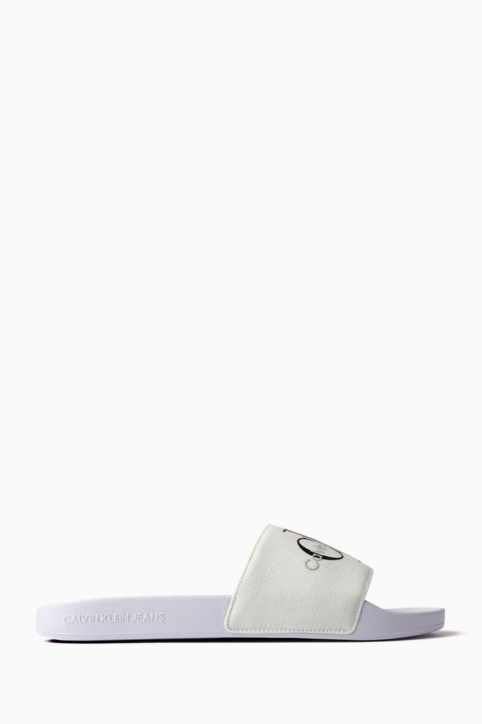 

Monogram Sliders in Cotton Canvas, White