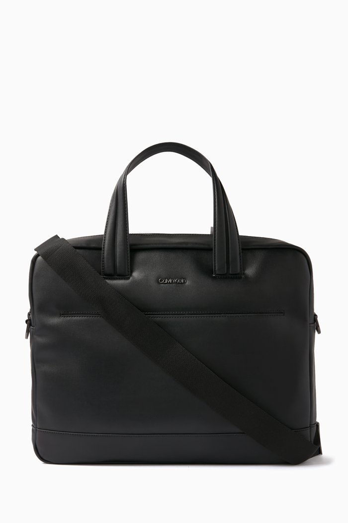 

Laptop Bag in Faux Leather, Black