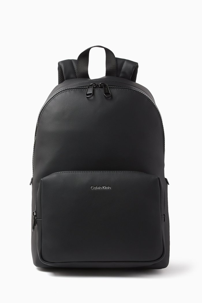 

Logo Backpack in Faux Leather, Black