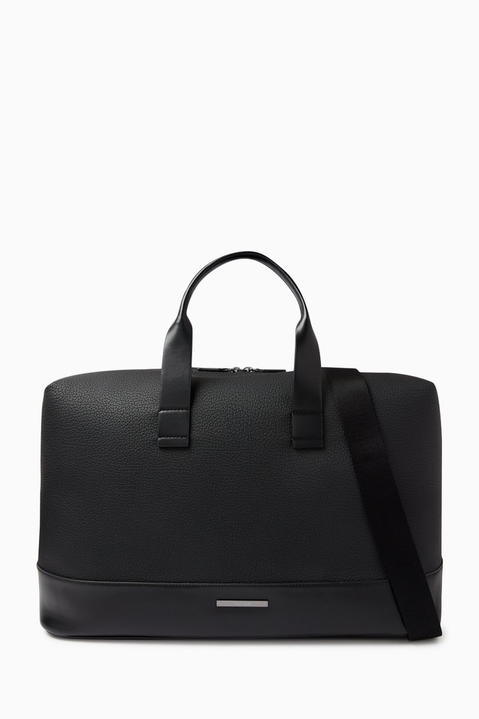 

Modern Bar Weekender Bag in Faux Leather, Black