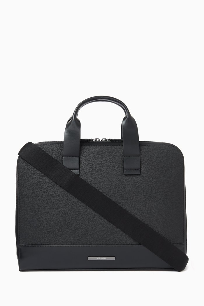 

Modern Bar Slim Laptop Bag in Faux Leather, Black