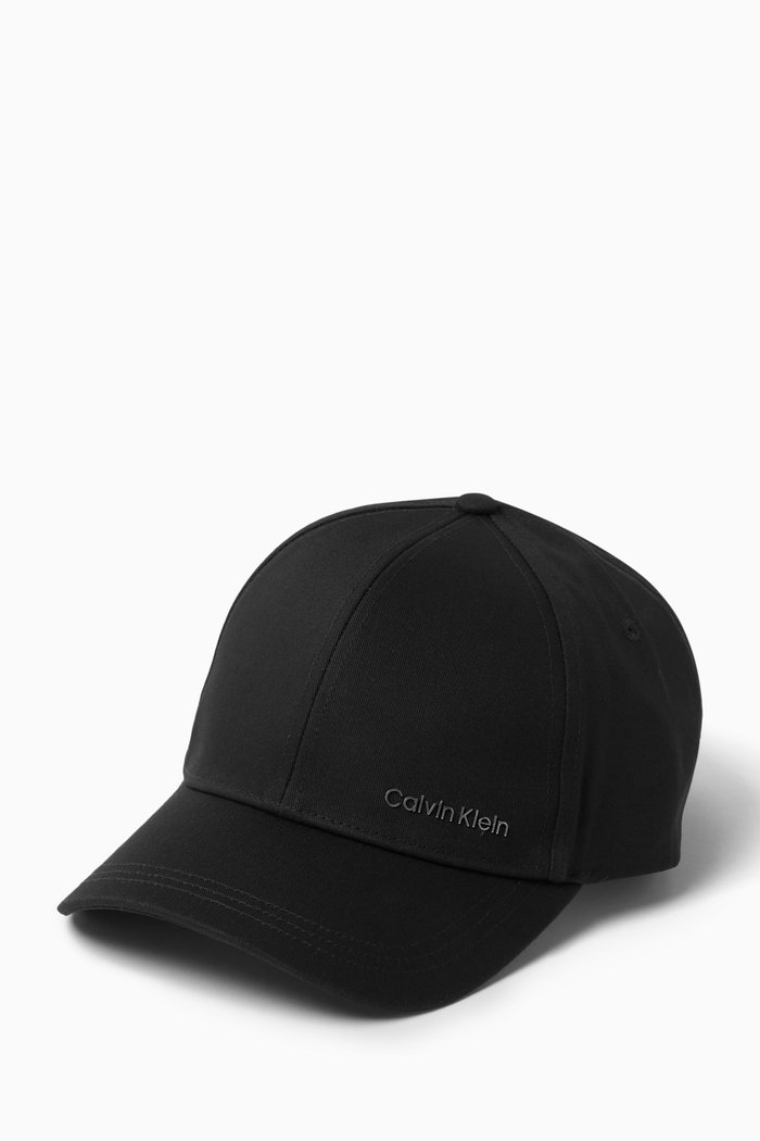 Logo Lettering Cap in Organic Cotton, Black