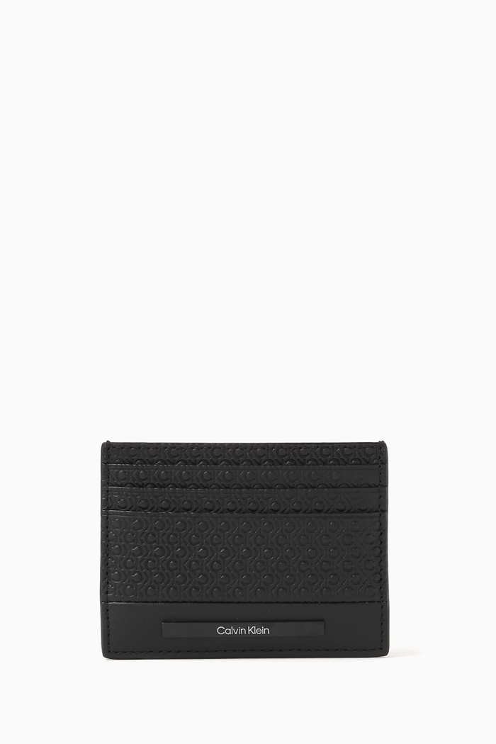 Logo Cardholder in Leather, Black
