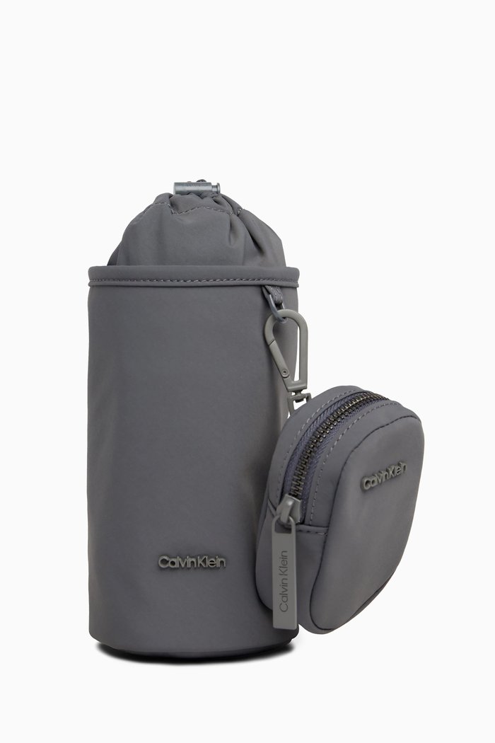 Bottle Bag & Pouch Set in Nylon, Grey