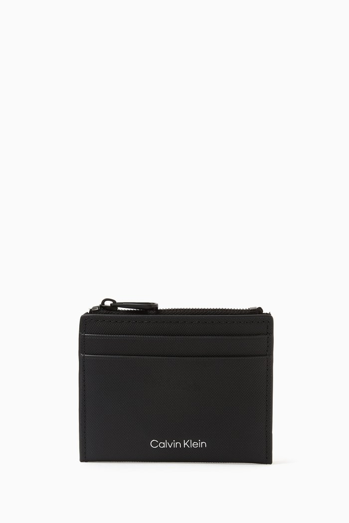 

Logo Zip Cardholder in Faux Leather, Black