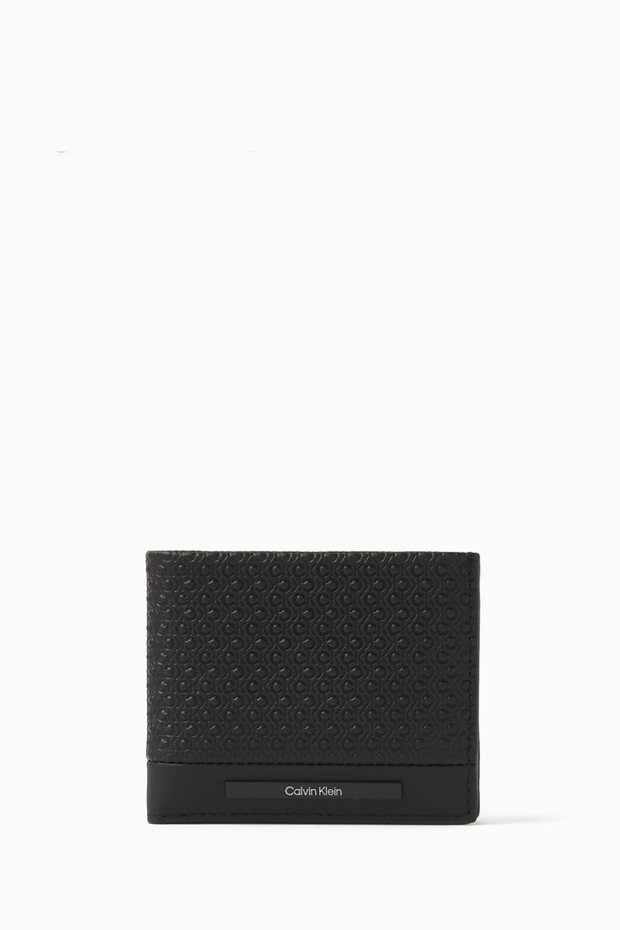 Modern Bar Wallet in Leather, Black