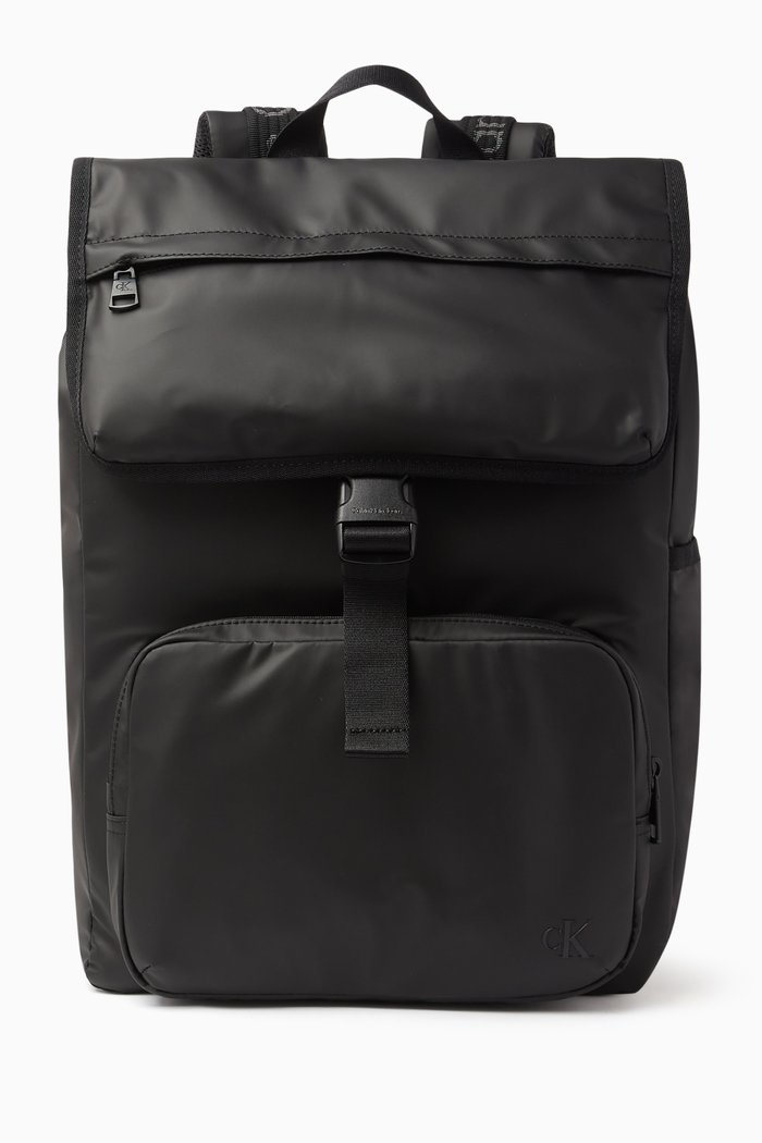 

Ultralight Flap Backpack in Faux Leather, Black