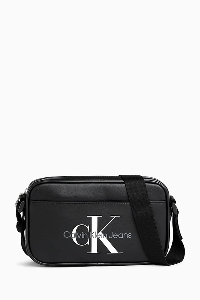 Monogram Soft Camera Bag in Faux Leather, Black