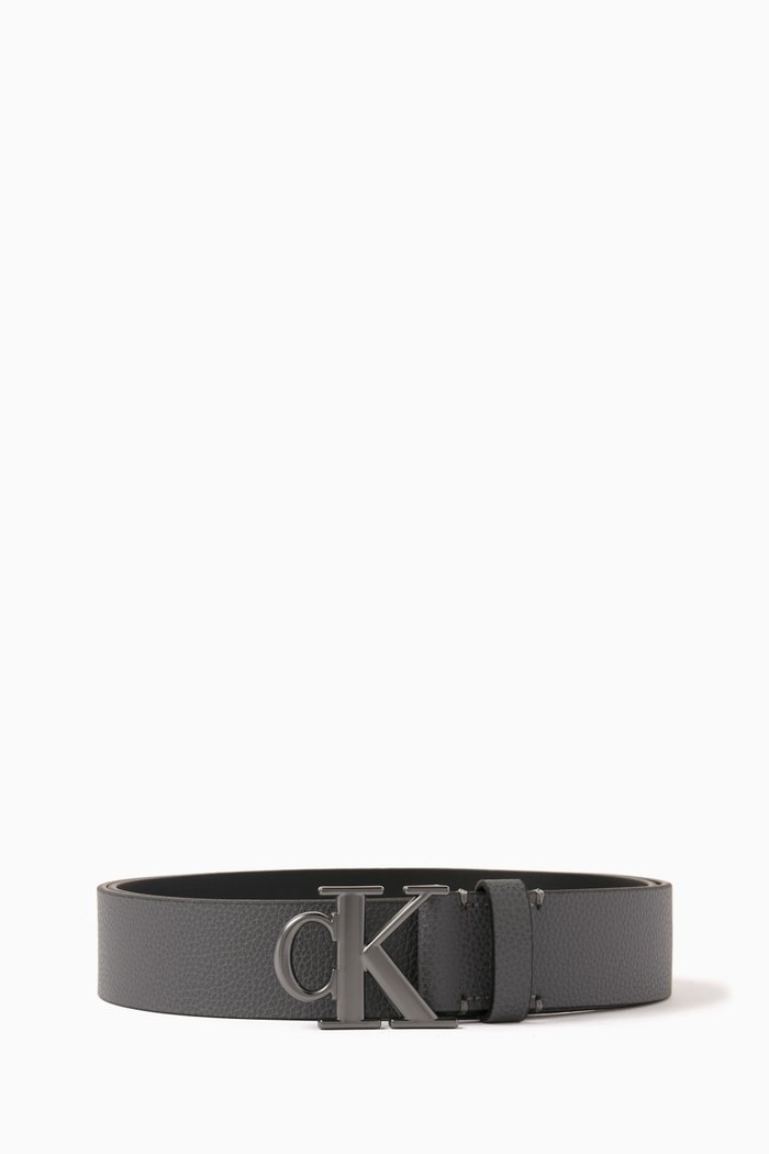 

Logo Belt in Leather, Grey