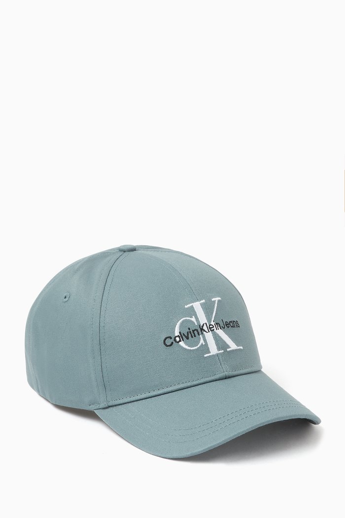 

Embroidered Monogram Cap in Cotton, Blue