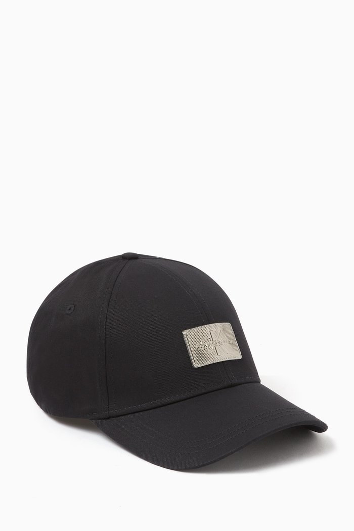 

Monologo Rubber Patch Cap in Cotton Twill, Black