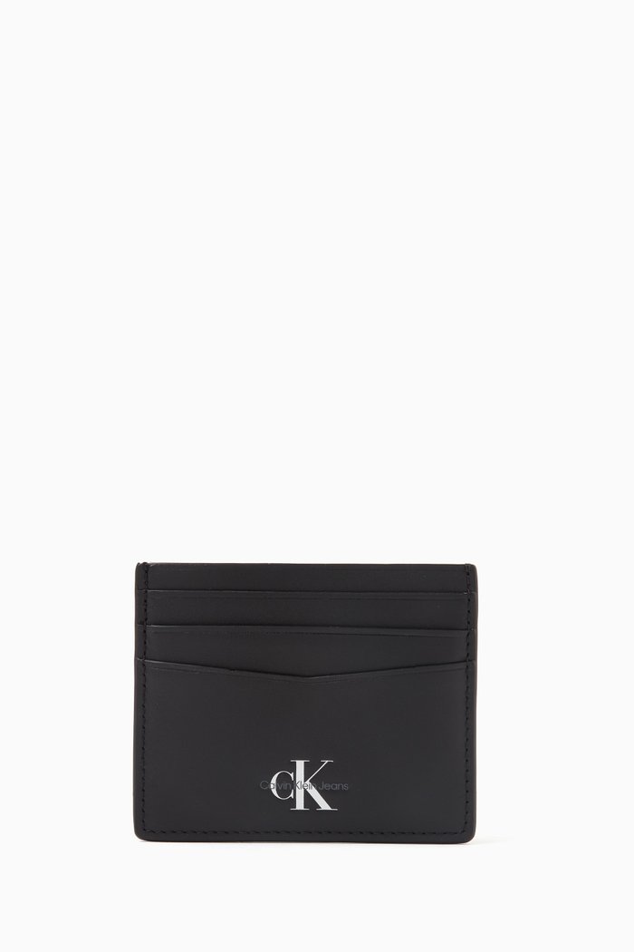 

RFID Monogram Logo Card Case in Leather, Black