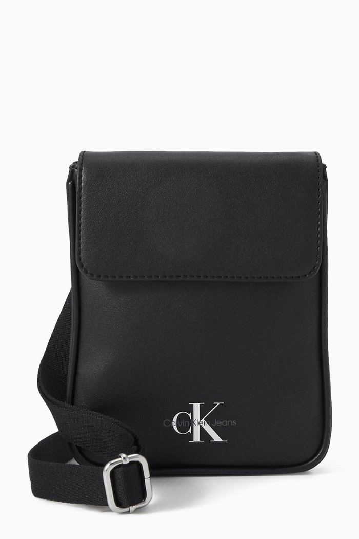 

Monogram Phone Crossbody Bag in Leather, Black