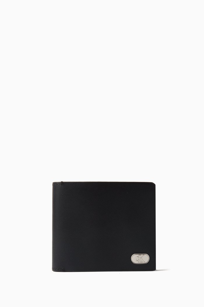 

Textured Slimfold Wallet in Leather, Black