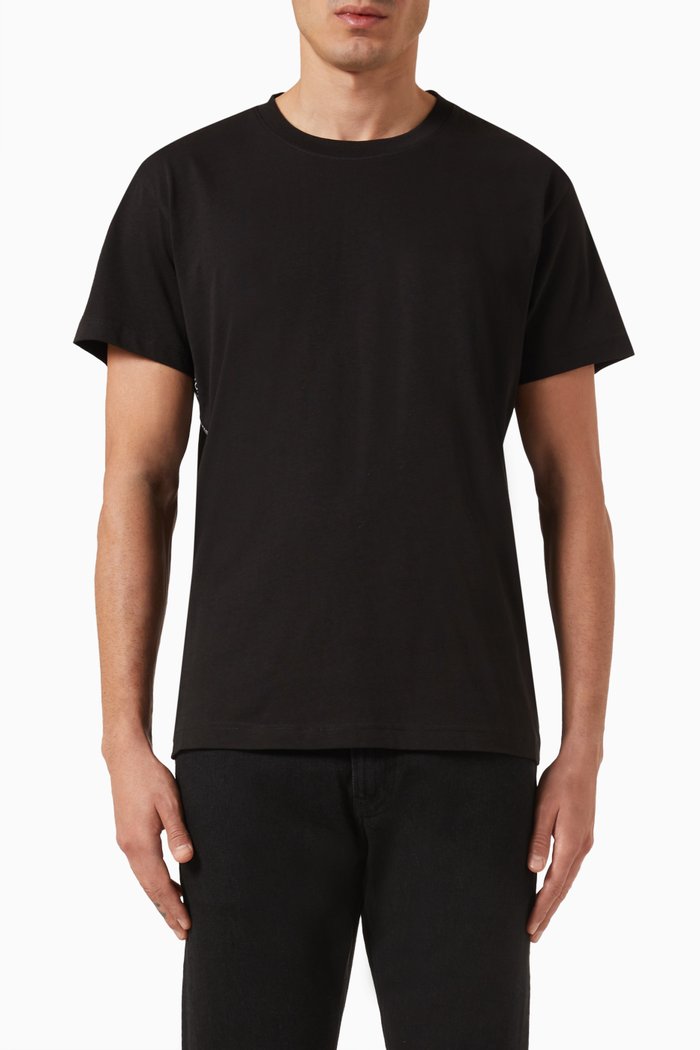 

Crewneck Tape T-shirt in Stretch-jersey, Black