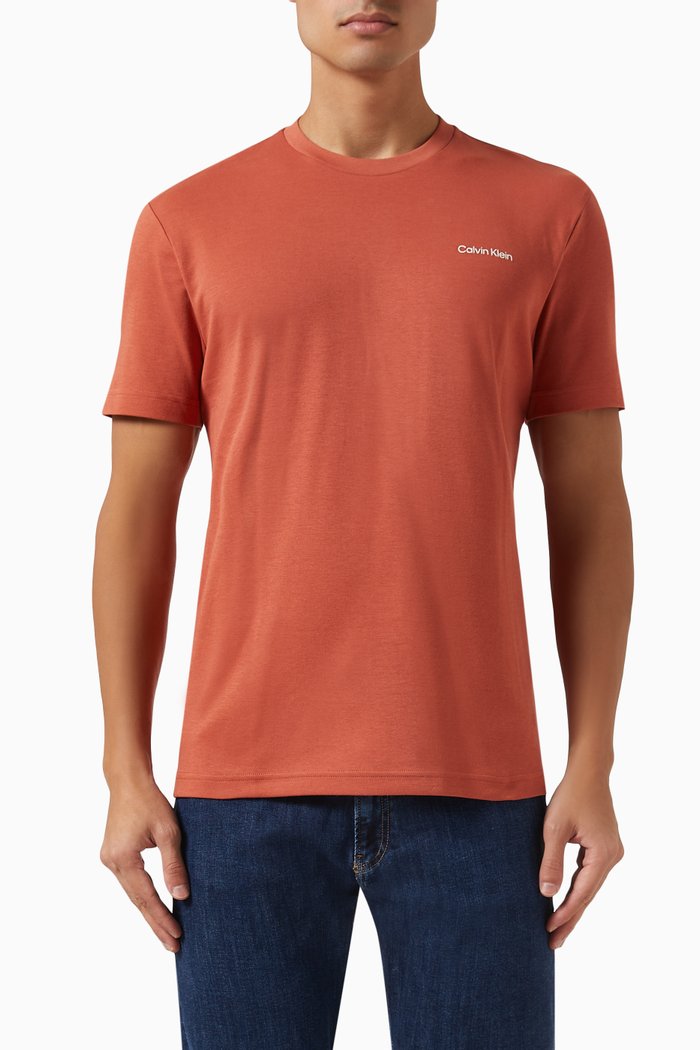 

Micro Logo T-shirt in Organic Cotton-blend, Brown