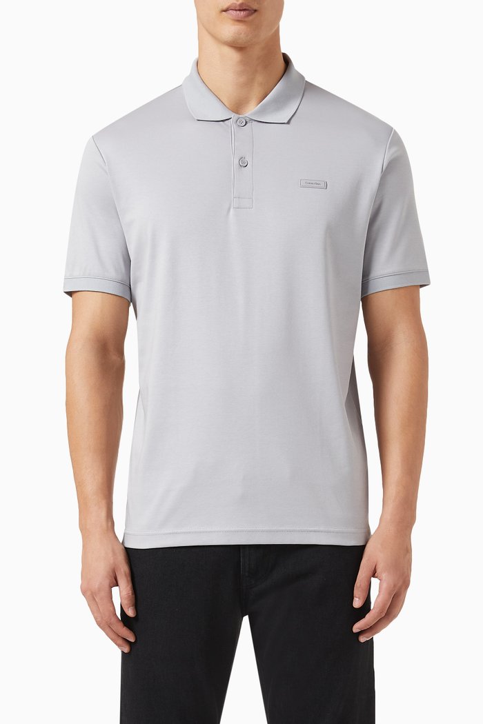 

Slim Polo Shirt in Cotton, Grey