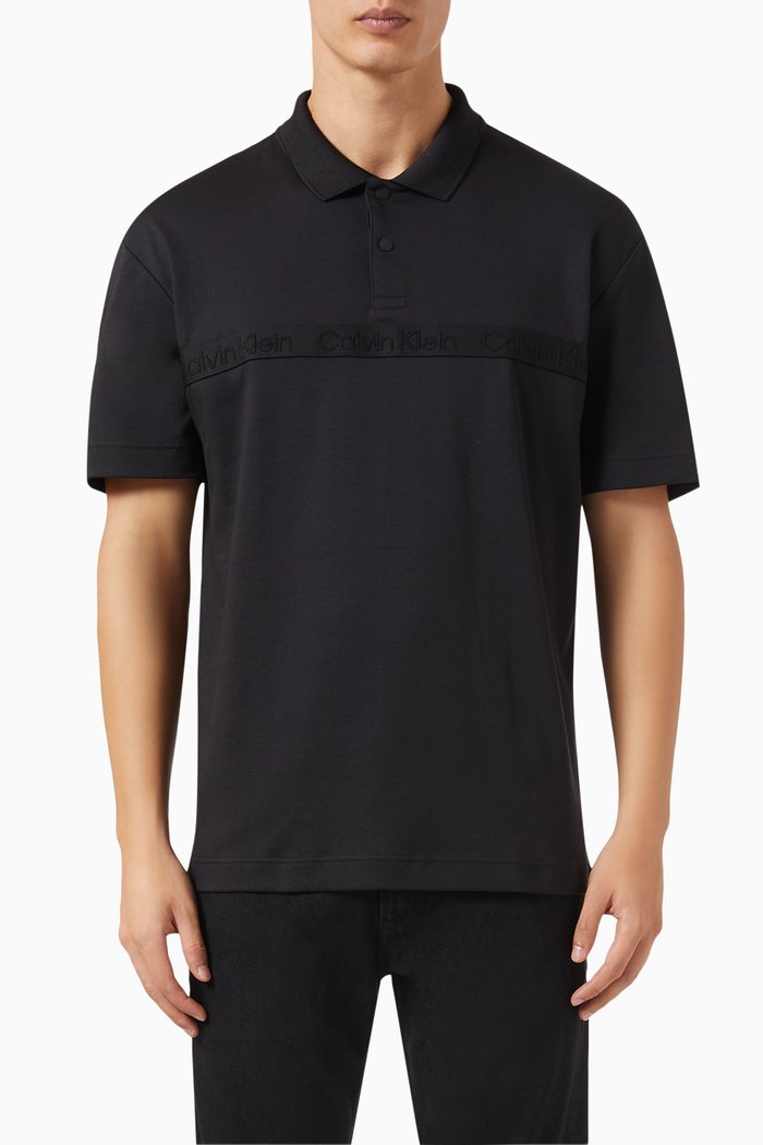 

Logo Tape Polo Shirt in Cotton, Black