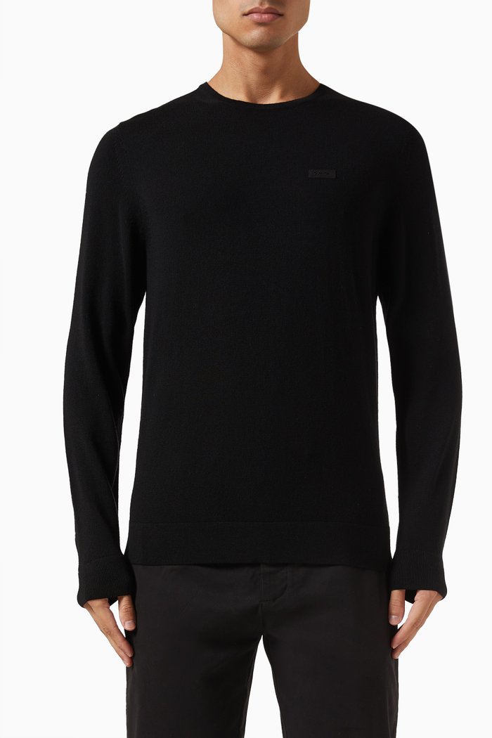 

Logo Sweater in Merino Wool Knit, Black