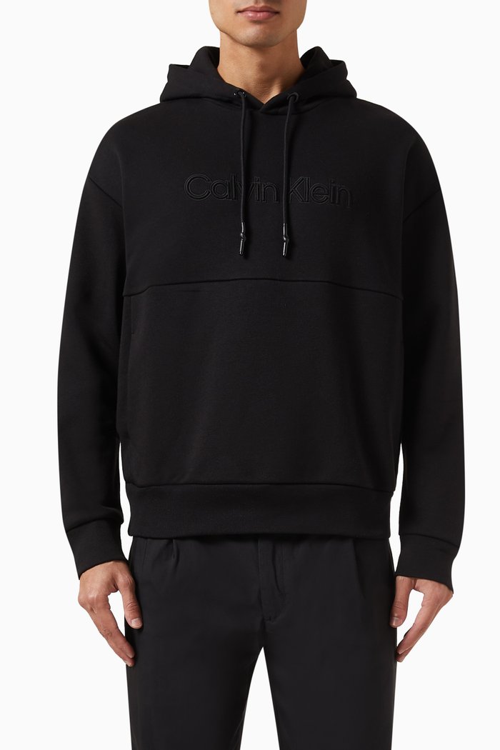 Logo Hoodie in Cotton Blend, Black