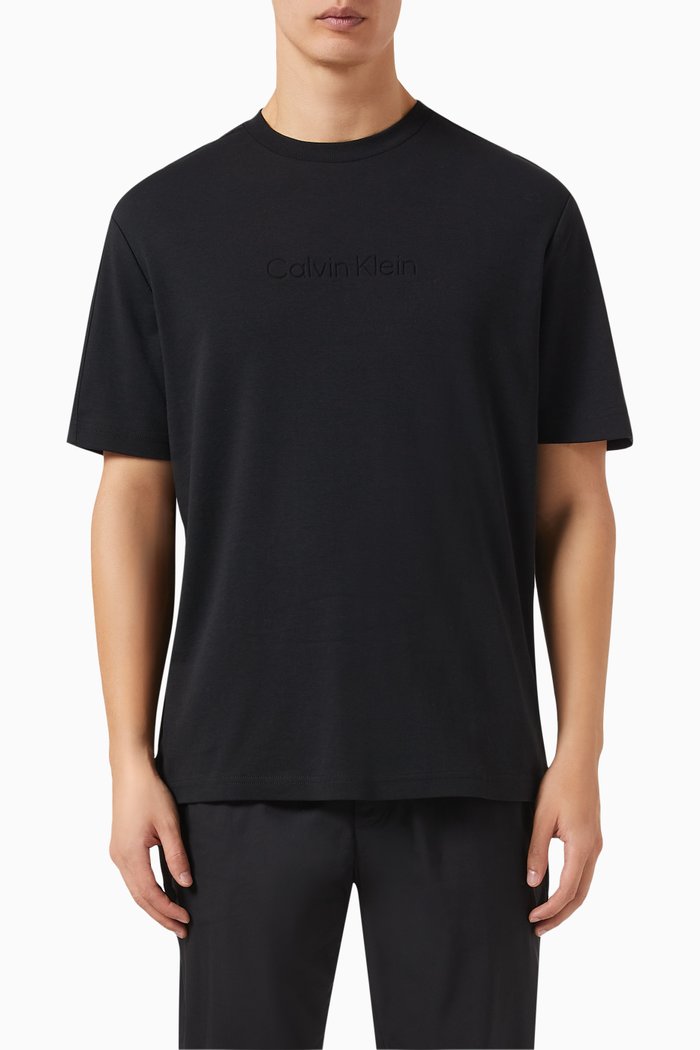 Debossed Logo T-Shirt in Cotton, Black