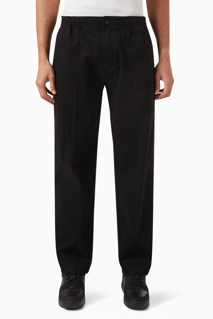 

Logo Badge Pants in Cotton, Black
