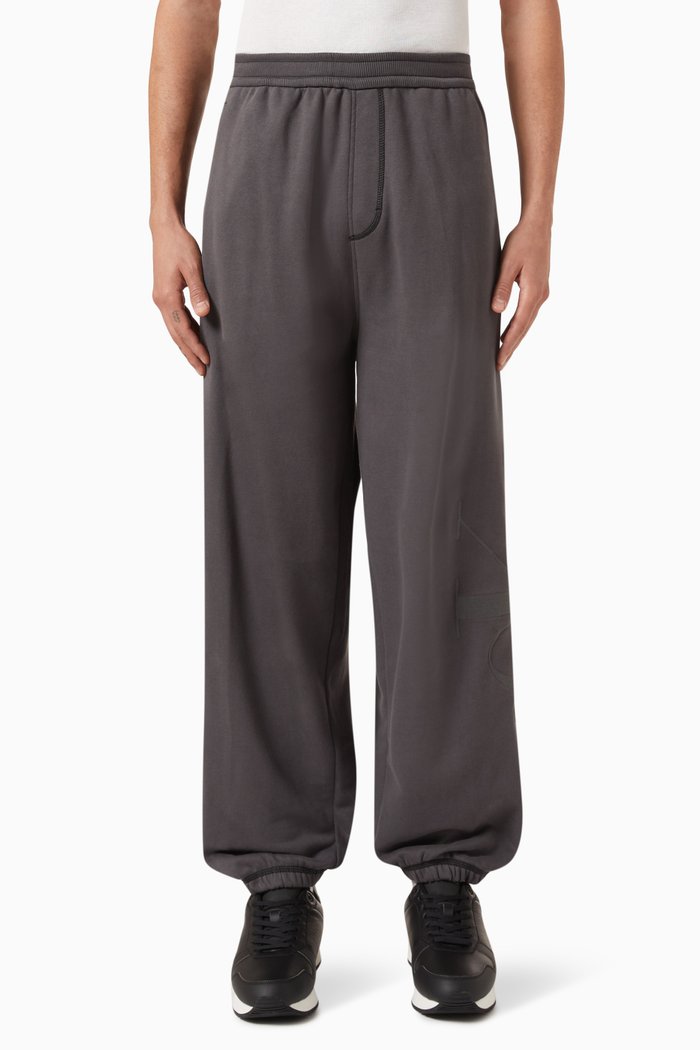 

Washed Logo Pants in Cotton-fleece, Black