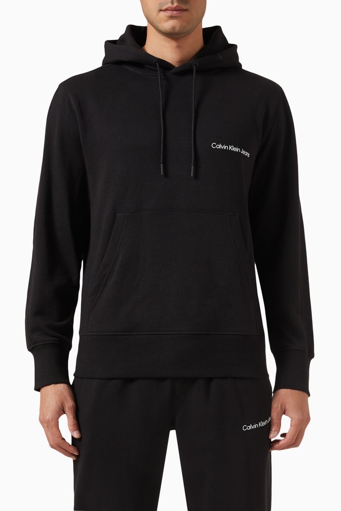 

Institutional Logo Hoodie in Cotton, Black