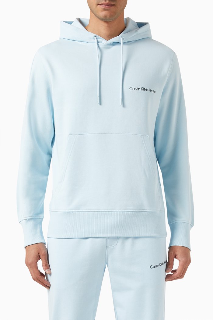 

Institutional Logo Hoodie in Cotton, Blue