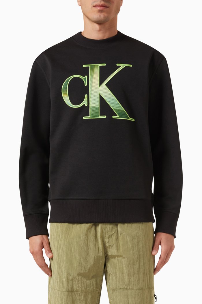 

Perforated Logo Sweater in Recycled Polyester, Black
